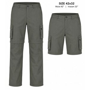 Convertible Cargo Hiking Pants Mens 42x32 Olive Zip Off Travel Gash Hao Gorpcore